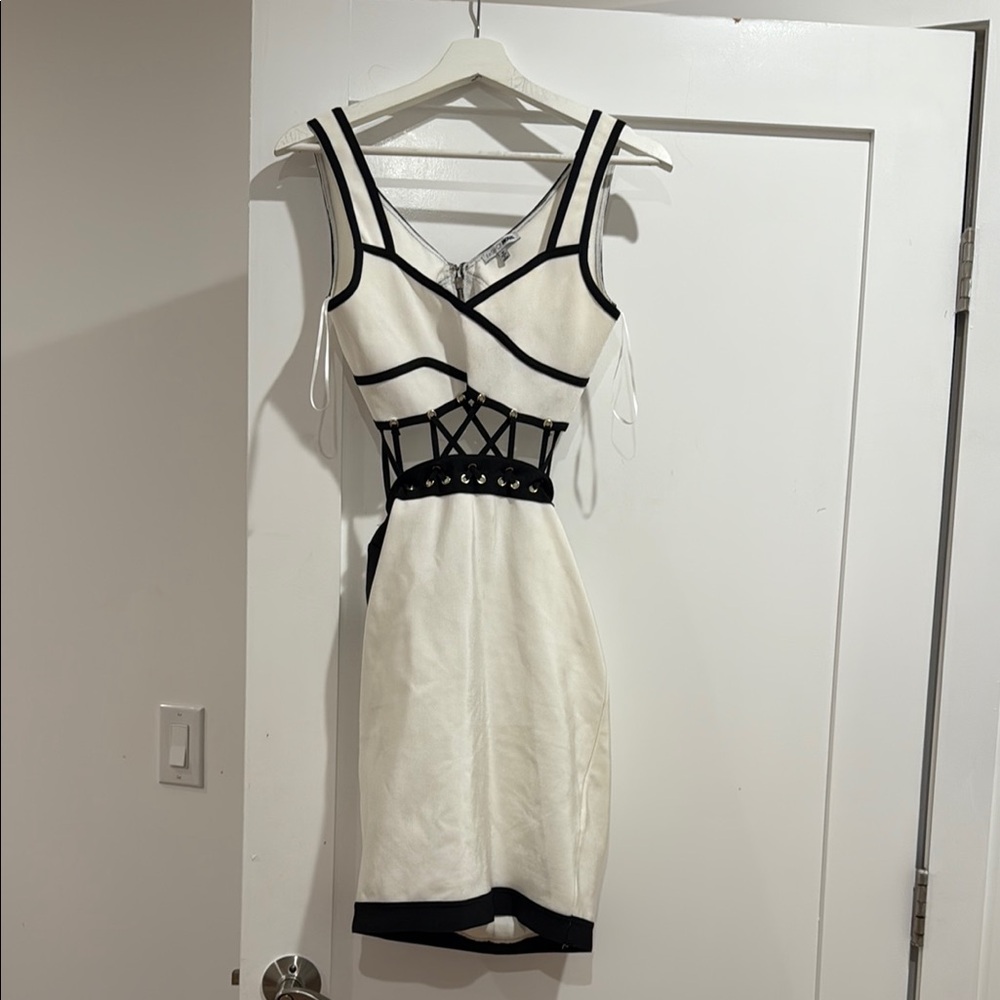Fashion Nova Cream Bodycon Mini Dress Spaghetti Strap